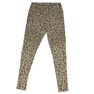 Agnes & Dora Leopard Moto Leggings Womens Large Tan Stretch Yoga Pants